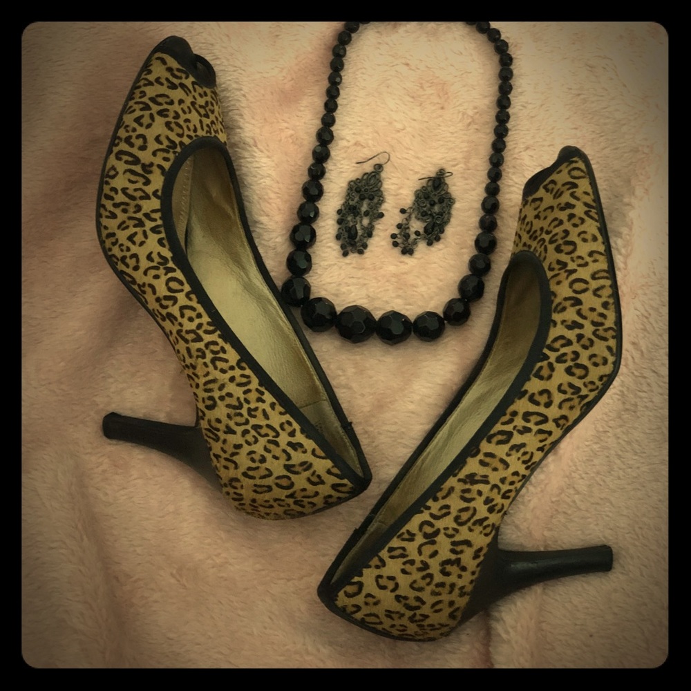 BP Leopard Peep Toe Heels